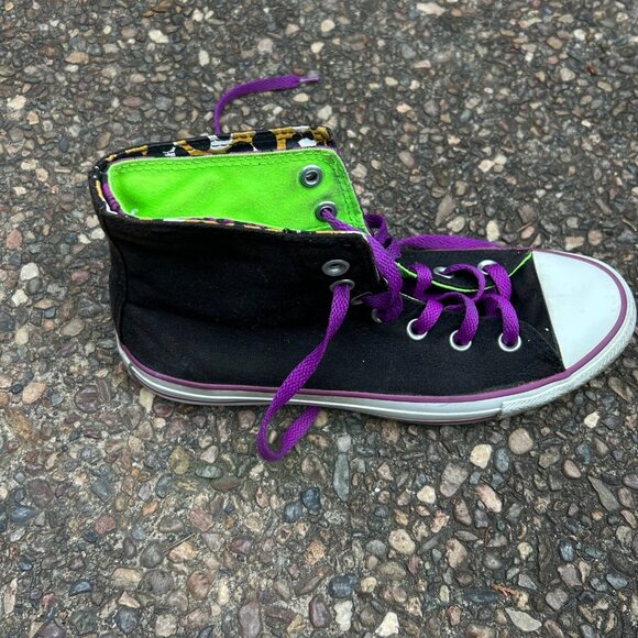 Converse Double Flap Leopard Print Chuck Taylor Skate Sneakers Size 6 - Picture 6 of 13